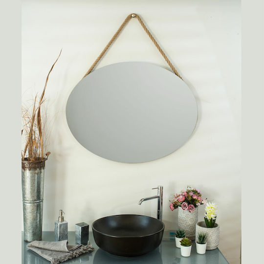 Oval Rope Badezimmerspiegel 85x65cm Beiges