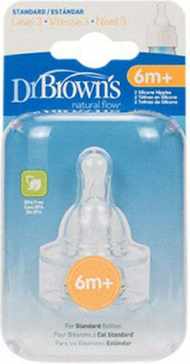 Dr. Brown's Narrow Bottle Tetine din Silicon pentru 6+ luni 2buc