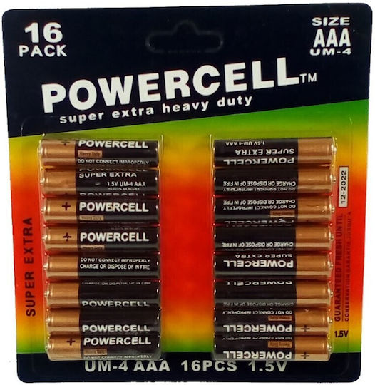 Powercell Zinc AAA Batteries 1.5V 16 pack