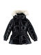 Kids Quilted Short Coat with Hood Black