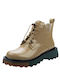 19V69 Leather Women's Ankle Boots Beige