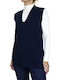 Tom Tailor Women's Sleeveless Pullover with V Neck Navy Blue