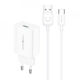 Usams Charger with USB-A Port and Cable USB-C 18W Quick Charge 3.0 Whites (T22)