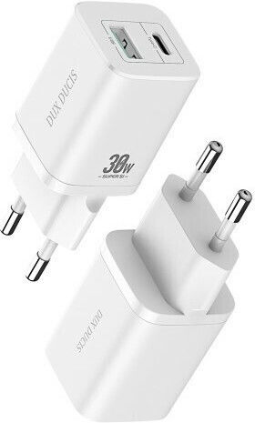 Dux Ducis Φορτιστής Χωρίς Καλώδιο με Θύρα USB-A και Θύρα USB-C 18W Power Delivery / Quick Charge 3.0 Λευκός (C80)