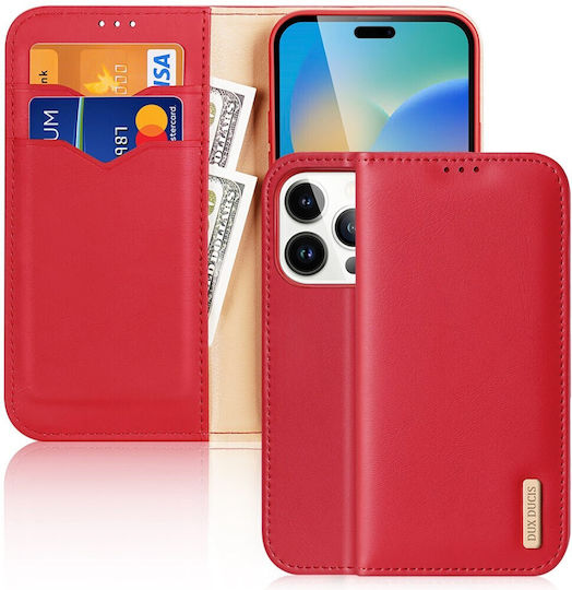 Dux Ducis Hivo Brieftasche Leder Rot (iPhone 14 Pro)