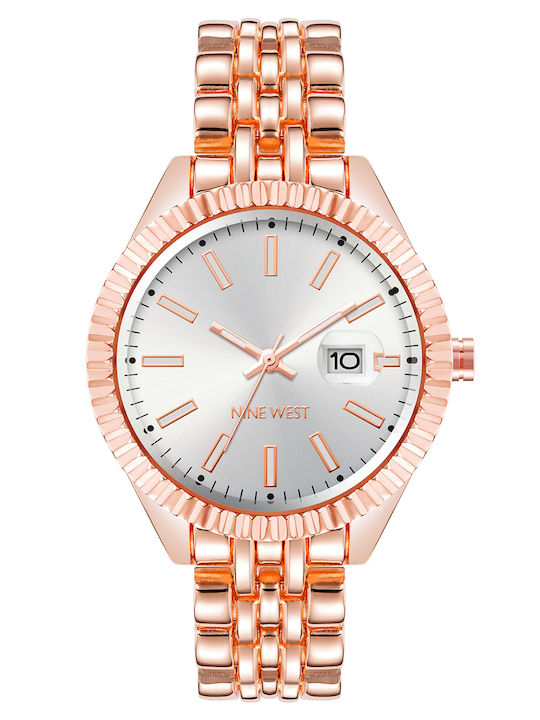 Nine West Damen Uhr mit Rose Gold Metallarmband