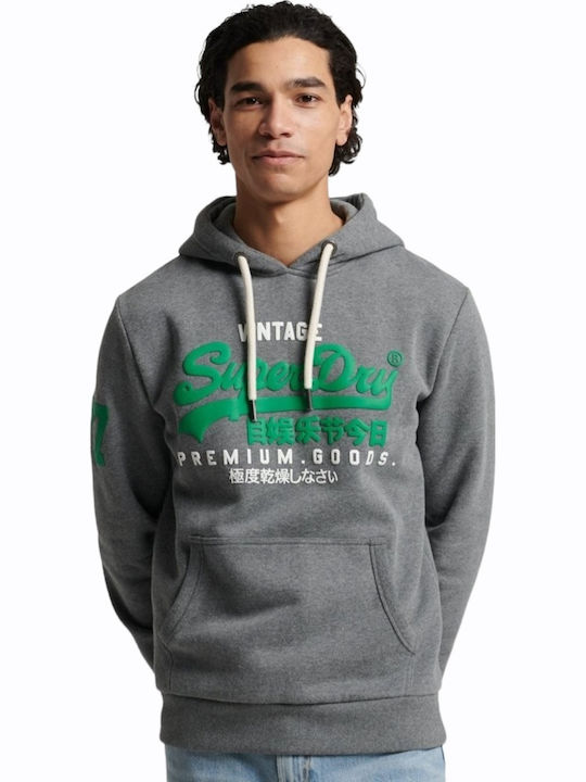 Superdry Φούτερ με Κουκούλα Γκρι