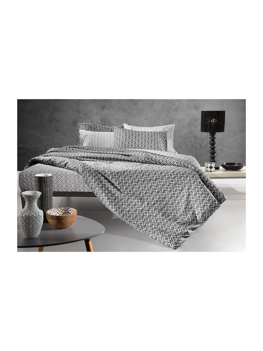 Guy Laroche Duvet Cover Set Cotton Single with Pillowcase 165x225 Elements Charcoal
