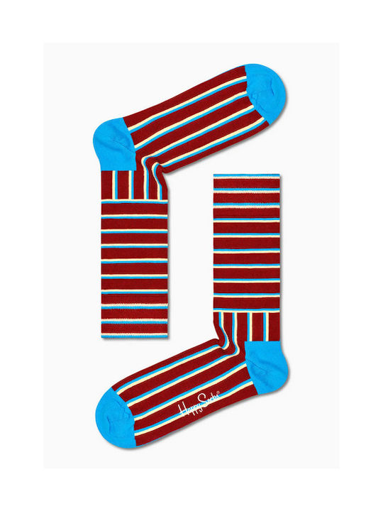 Happy Socks Blocked Stripe Socken Burgundisch 1Pack