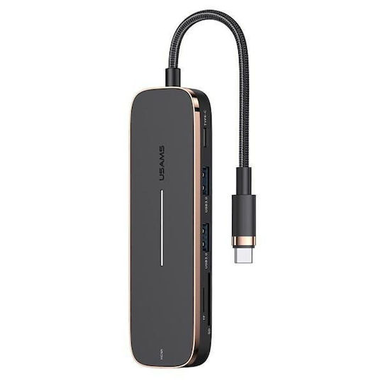 Usams SJ575 USB-C Stație de andocare cu HDMI 4K PD Negru