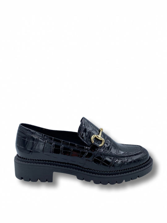 Loafers with notch - Black LUSTARINI