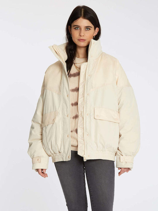Volcom Blowson 5K Scurt Jachetă de femei Puffer pentru iarnă Alb