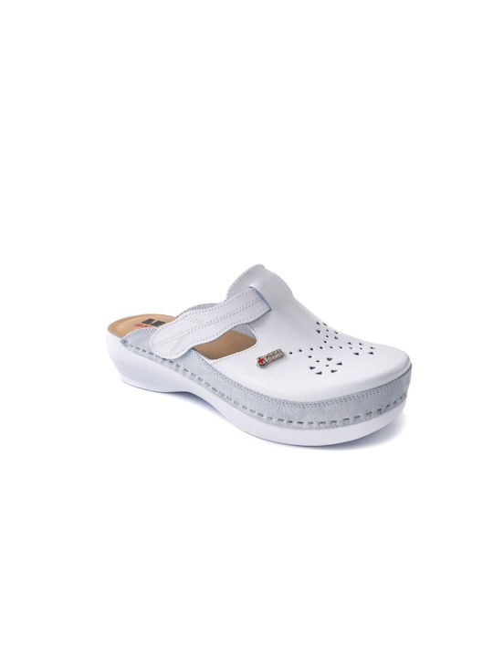 Pantofi de damă anatomici cu căptușeală din piele LEON 156 MED156-WHITE alb anatomic LEON 156 MED156-WHITE alb