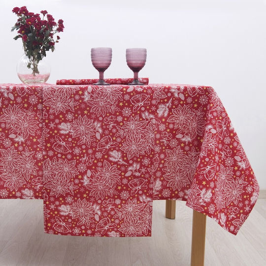Dimeco Dimeco Bells Christmas Tablecloth Runner Fabric Red L160xW40cm.