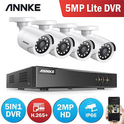 ANNKE DW41JD 4CH 5MP DVR + 4 C51BG 2MP Bullet EXTERNAL FULL SET