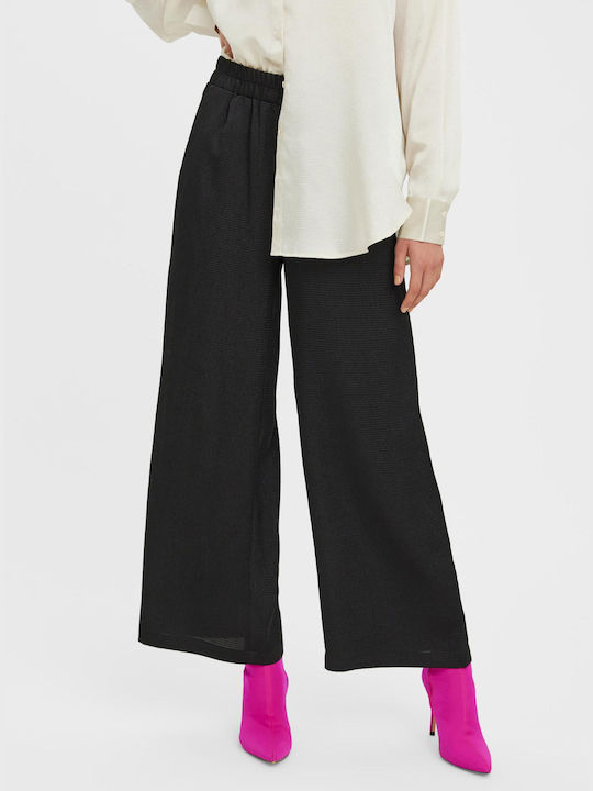 Vero Moda Women's Fabric Trousers in Wide Line Black