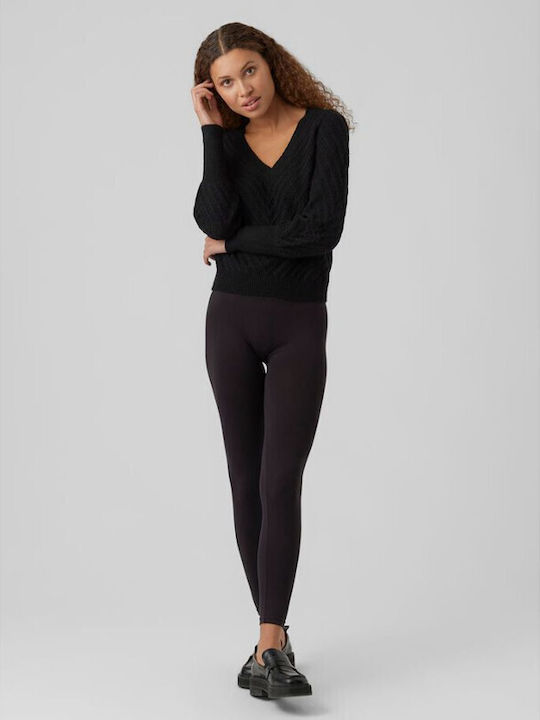 Vero Moda Women's Long Sleeve Sweater with V Neckline Black
