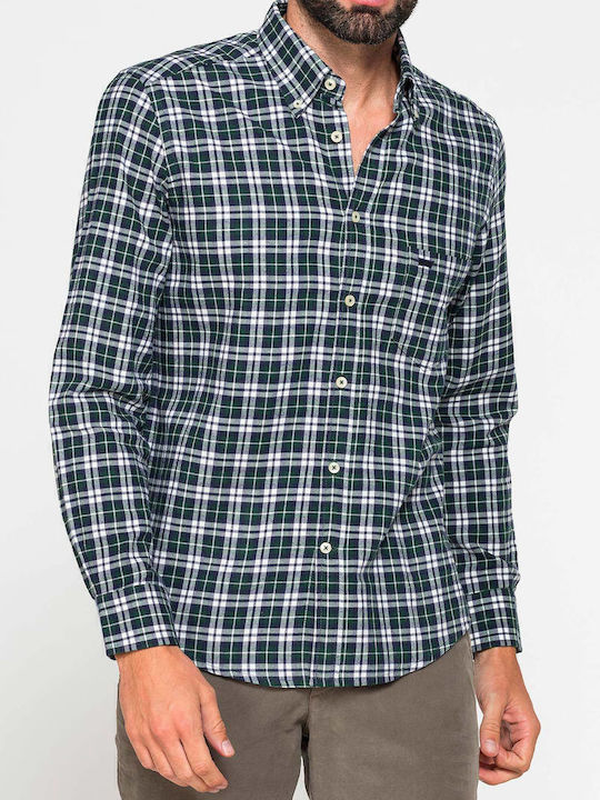 Long-sleeved Flannel Shirt Checked Green