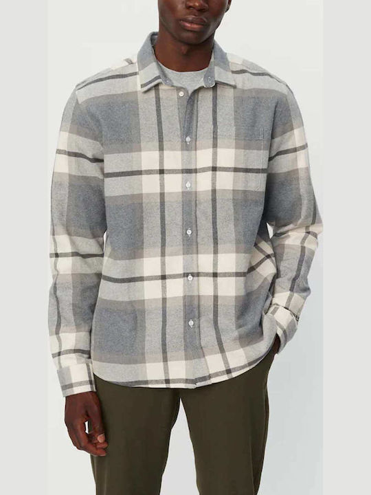 Long-sleeved Flannel Shirt Checked Gray