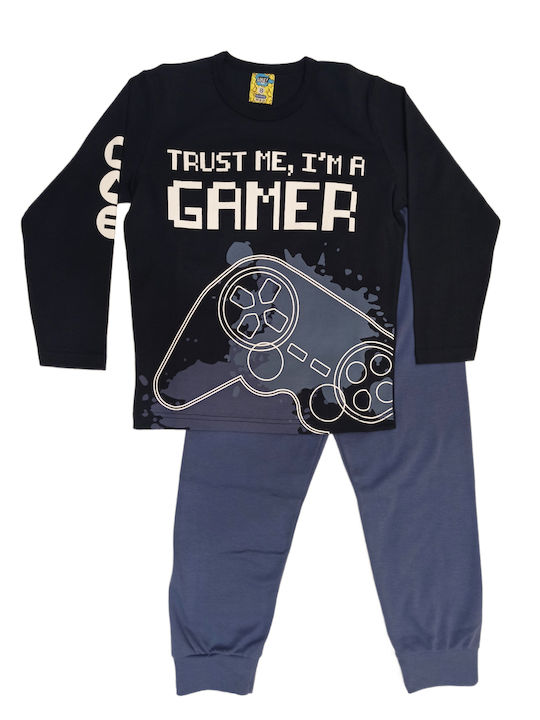 LIKE Kinder Winter Schlafanzug für Jungen 8-16 Jahre alt I'am Gamer #122-0055 Schwarz