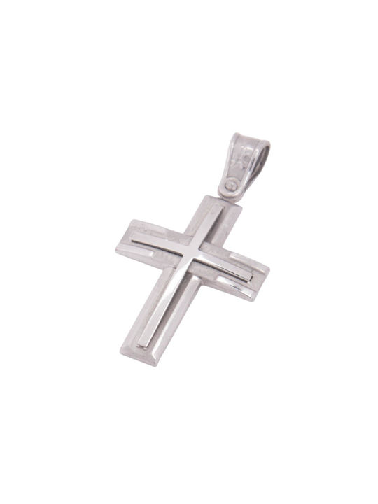 Men's White Gold Cross 14K