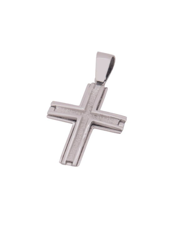 Men's White Gold Cross 14K