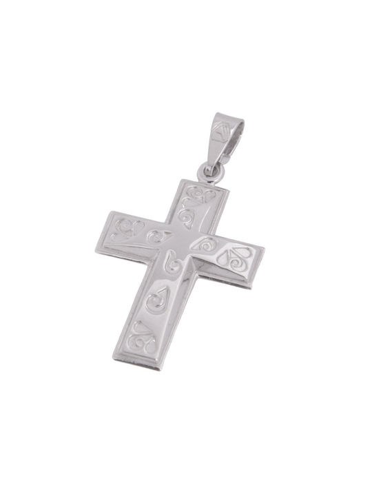 Men's White Gold Cross 14K