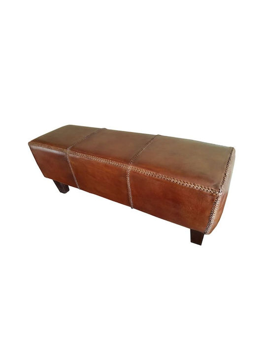 Stool Bench Stool Leather Brown 120x46x41cm