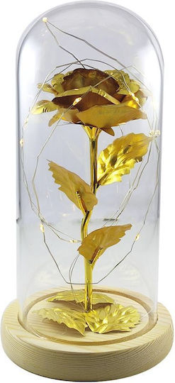 Trandafir Etern Gold 22cm în Yala cu LED