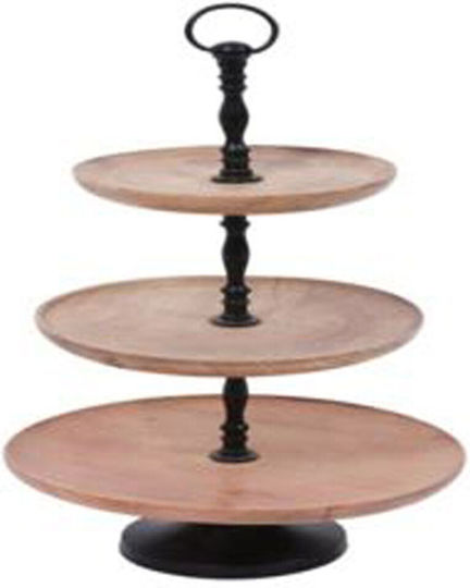 InTheBox Nikisi Stand Μεταλλική Εταζέρα 3 Ορόφων Μπεζ Ø30xY63cm