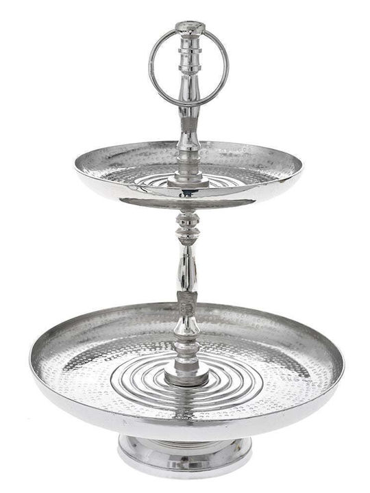 Iliadis Metallic Dessert Tower Stand with 2 Tiers Silver Ø23cmxY31cm
