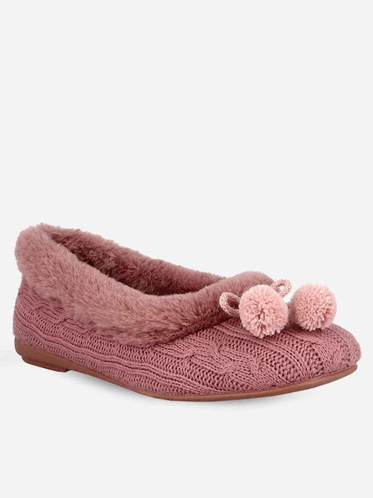 Parex Closed-Back Women's Slippers with Fur In Pink Colour