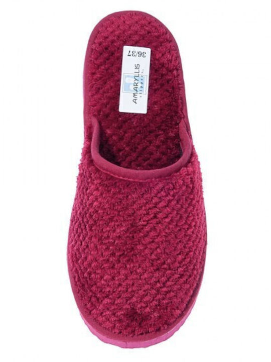 Amaryllis Slippers Χειμερινές Γυναικείες Παντόφλες με γούνα σε Μπορντό Χρώμα