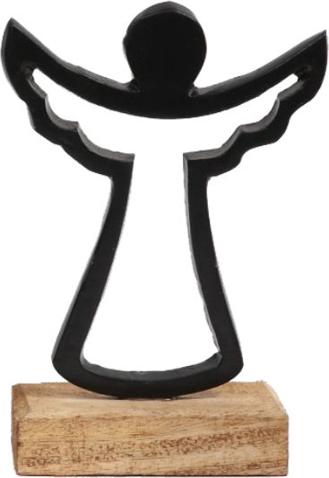 InTheBox Weihnachtliche Holz Figur Cherub Schwarz Höhe 18cm Adorn