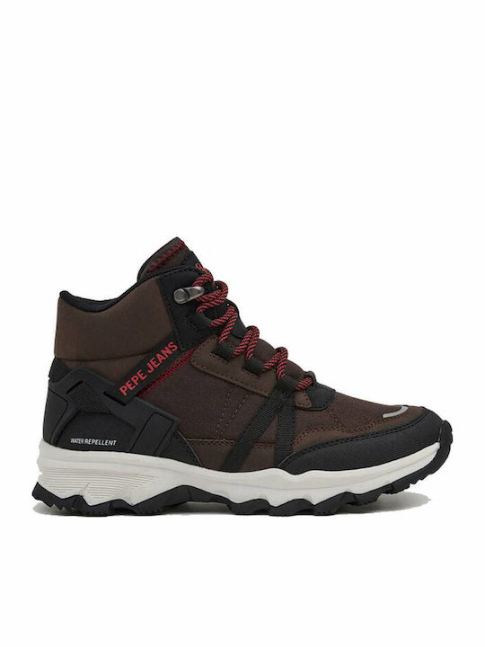 Kids Waterproof Leather Hiking Boots Brown