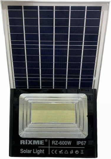 Rixme Wasserdicht Solar LED Flutlicht 600W Kaltweiß 6000K mit Fernbedienung IP67