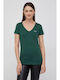 Pepe Jeans E1 Corine Women's T-shirt with V Neckline Green
