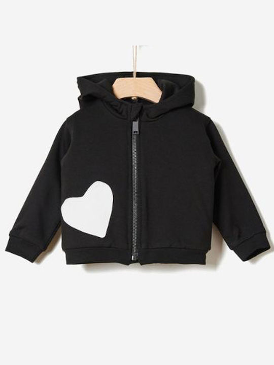 Yell Oh! Girls Hooded Sweatshirt with Buttons Black