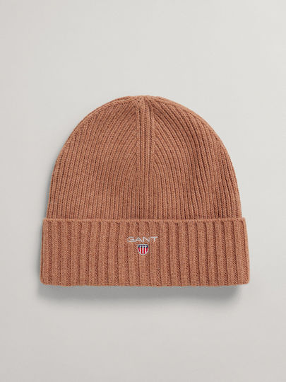 Beanie Ανδρικός Σκούφος με Rib Πλέξη Sandybrown