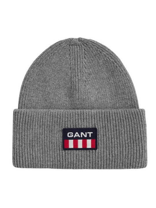Retro Shield Beanie Ανδρικός Σκούφος Πλεκτός σε Γκρι χρώμα