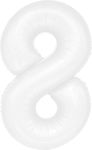 Foil Balloon White 100cm - Number 8