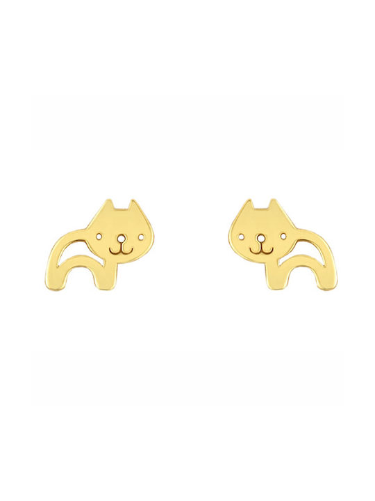 Makriadis Women's Gold Studs Earrings for Ears 14K