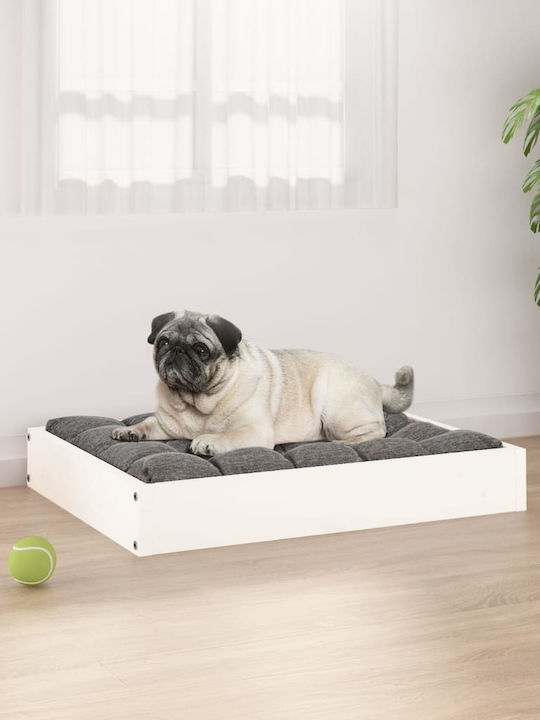 vidaXL Πουφ Κρεβάτι Σκύλου από Μασίφ Ξύλο Πεύκου σε Λευκό χρώμα 61.5x49cm