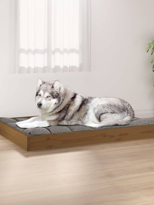 vidaXL Πουφ Κρεβάτι Σκύλου από Μασίφ Ξύλο Πεύκου σε Καφέ χρώμα 101.5x74cm