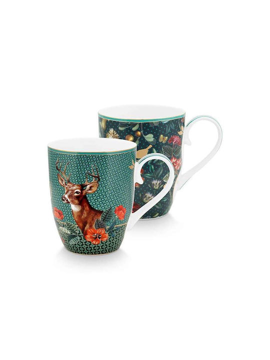 PiP Studio Winter Wonderland Κούπα από Πορσελάνη Πράσινη 350ml 2τμχ