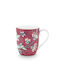 PiP Studio Flower Festival Porcelain Cup Dark Pink 145ml