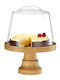 Wooden Cake Stand 25cm with Stand 12cm, Birch with Eco-friendly Oil, (Without Lid) GARIBALDI UWS01-2412