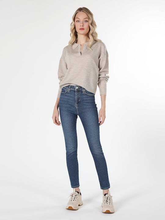 Colin's Women's Long Sleeve Pullover with V Neck Beige