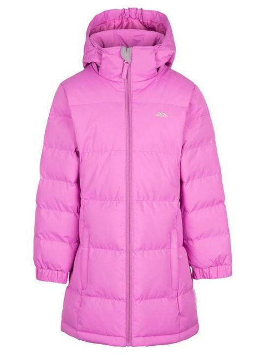 Kids' Quilted Jacket Long with Hood Fuchsia