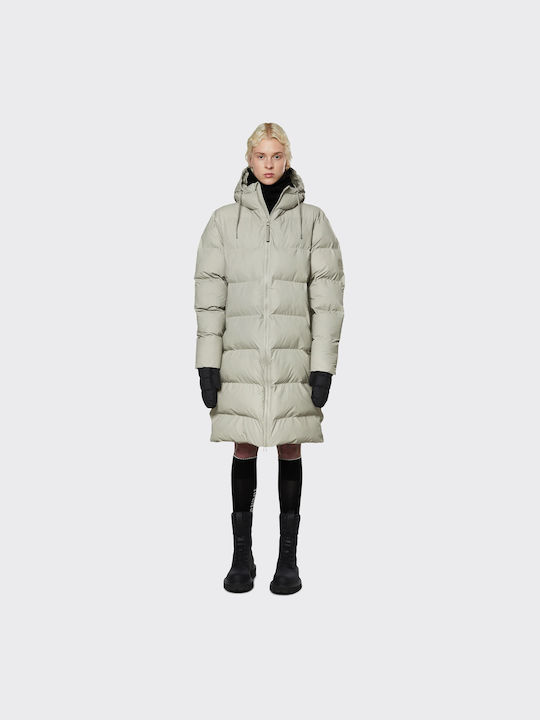 RAINS LONG PUFFER JACKET - 15070 CEMENT